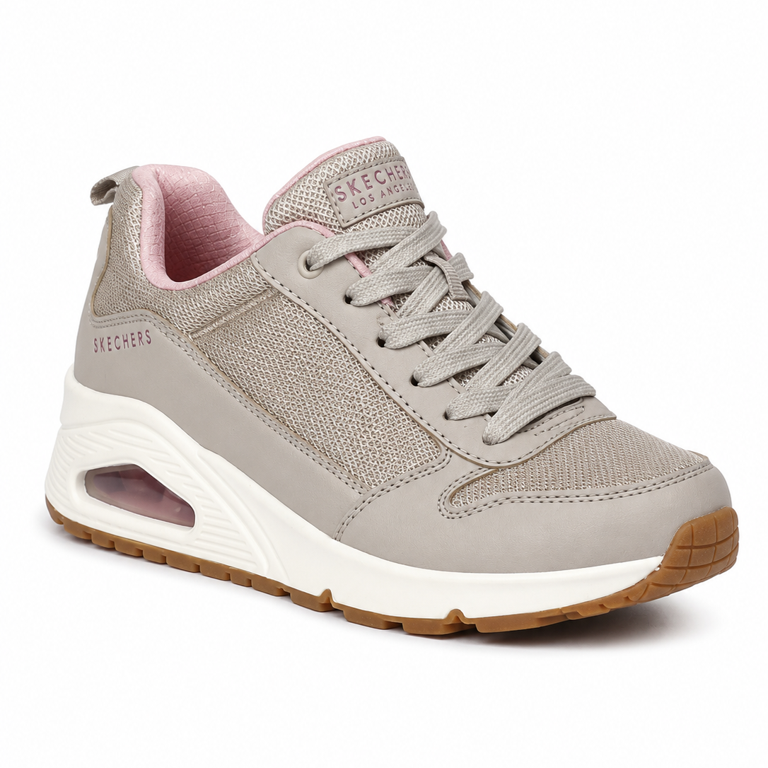SKECHERS UNO Beige & Pink Sneakers