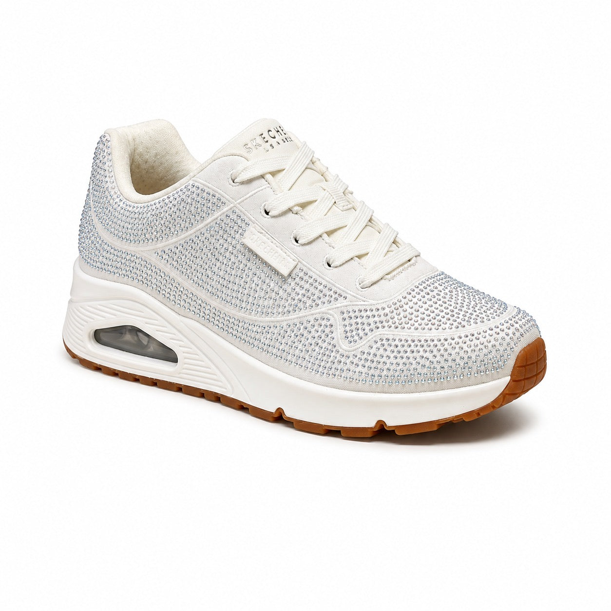 SKECHERS UNO WHITE Glitter SNEAKERS