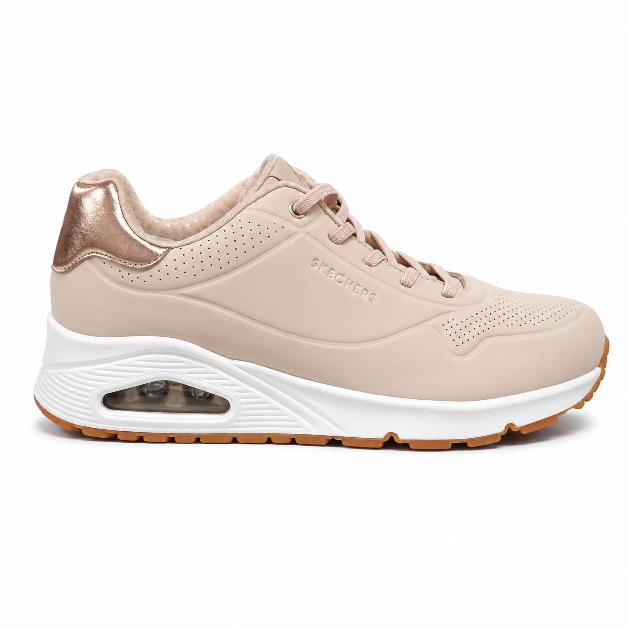 SKECHERS UNO BEIGE-ROSE GOLD SNEAKERS