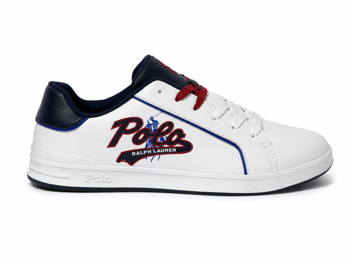 Polo Ralph Lauren Kids White & Navy Logo Sneakers