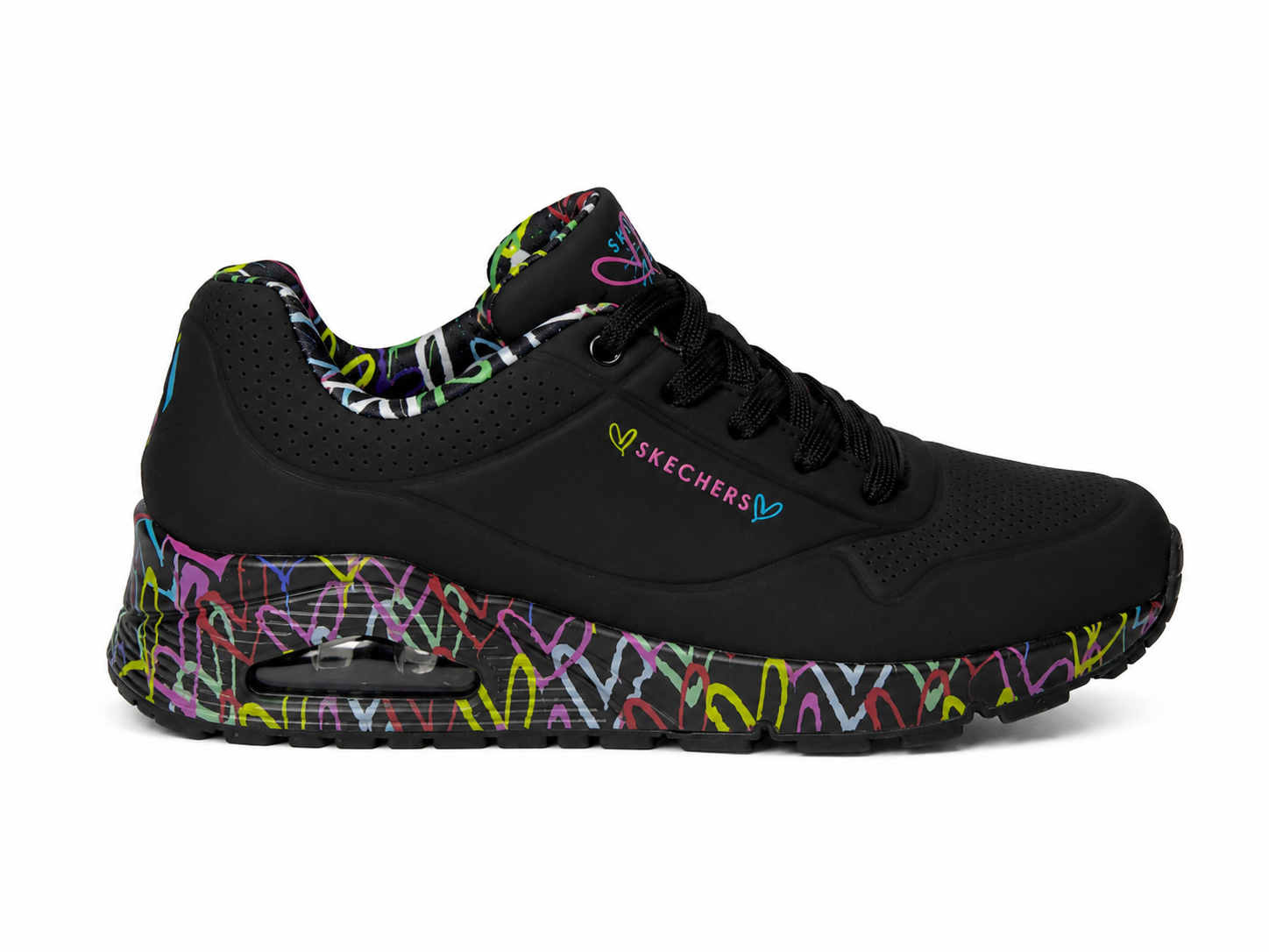 SKECHERS UNO Black Graffiti Sneakers