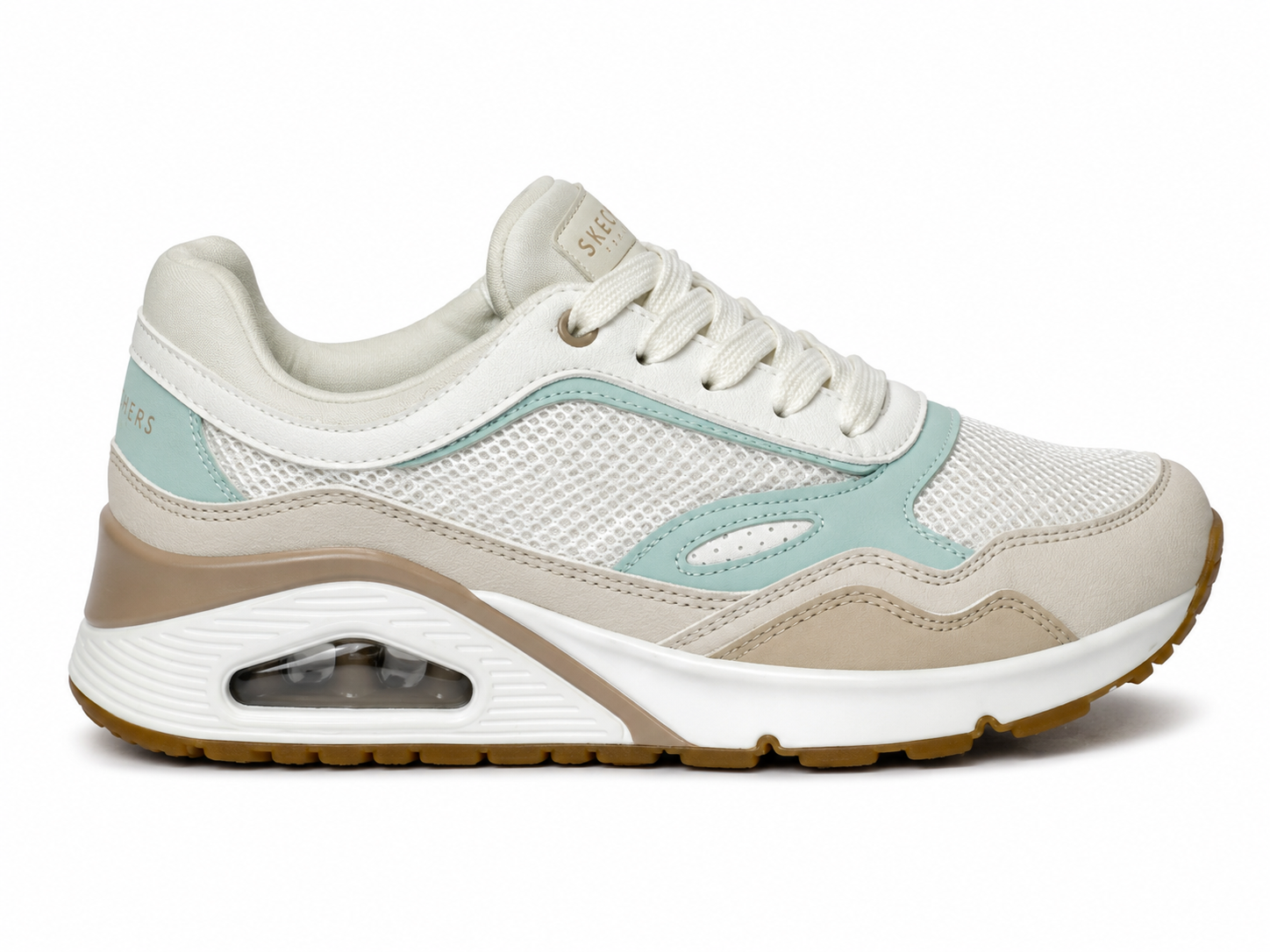 SKECHERS UNO White & Mint Air Sneakers