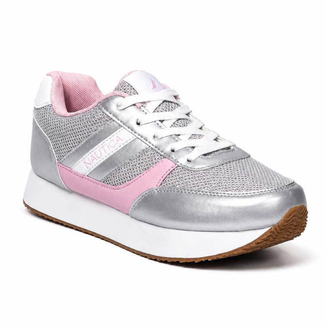 NAUTICA Silver & Pink Classic Sneakers