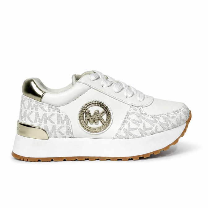 MICHAEL KORS White Gold Logo Sneakers